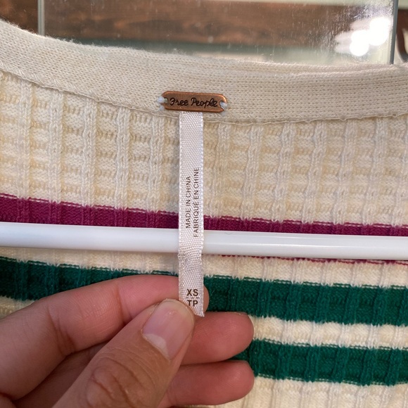 Free People Womens Gidget Sweaterdress Striped V-Neck - Ivory - Picture 8 of 9